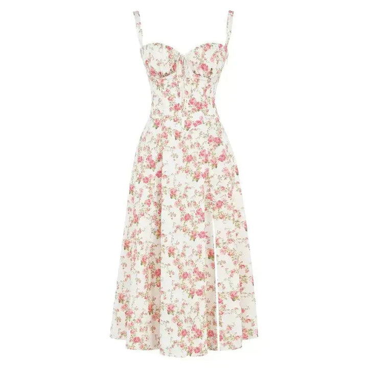 Sabine Floral Chic Corset Midi Dress