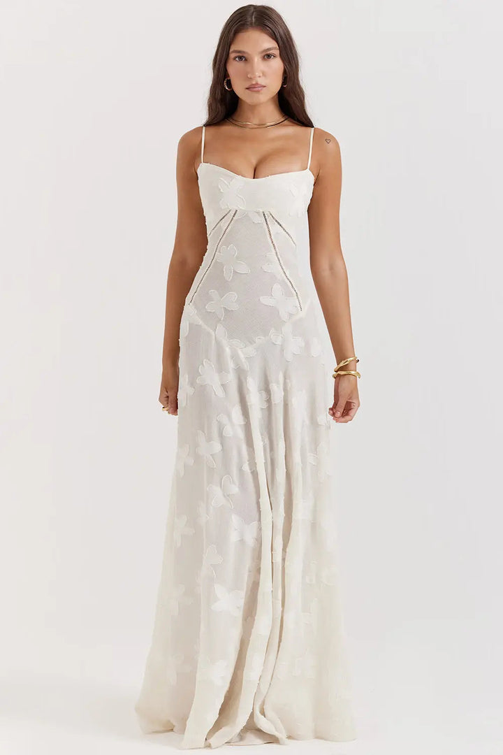 Gretchen Long Summer Dress with Open Back and Adjustable Straps