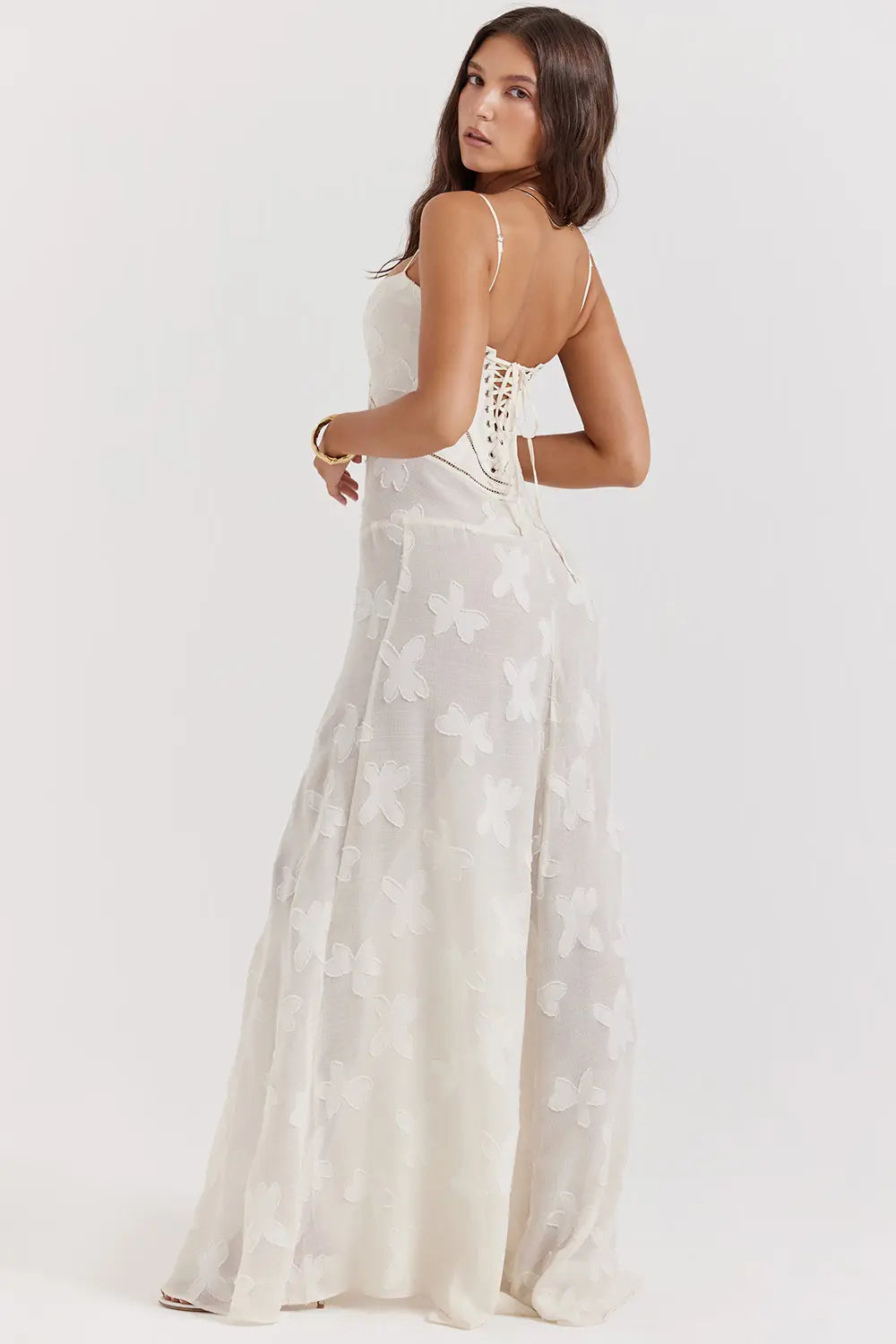 Gretchen Long Summer Dress with Open Back and Adjustable Straps