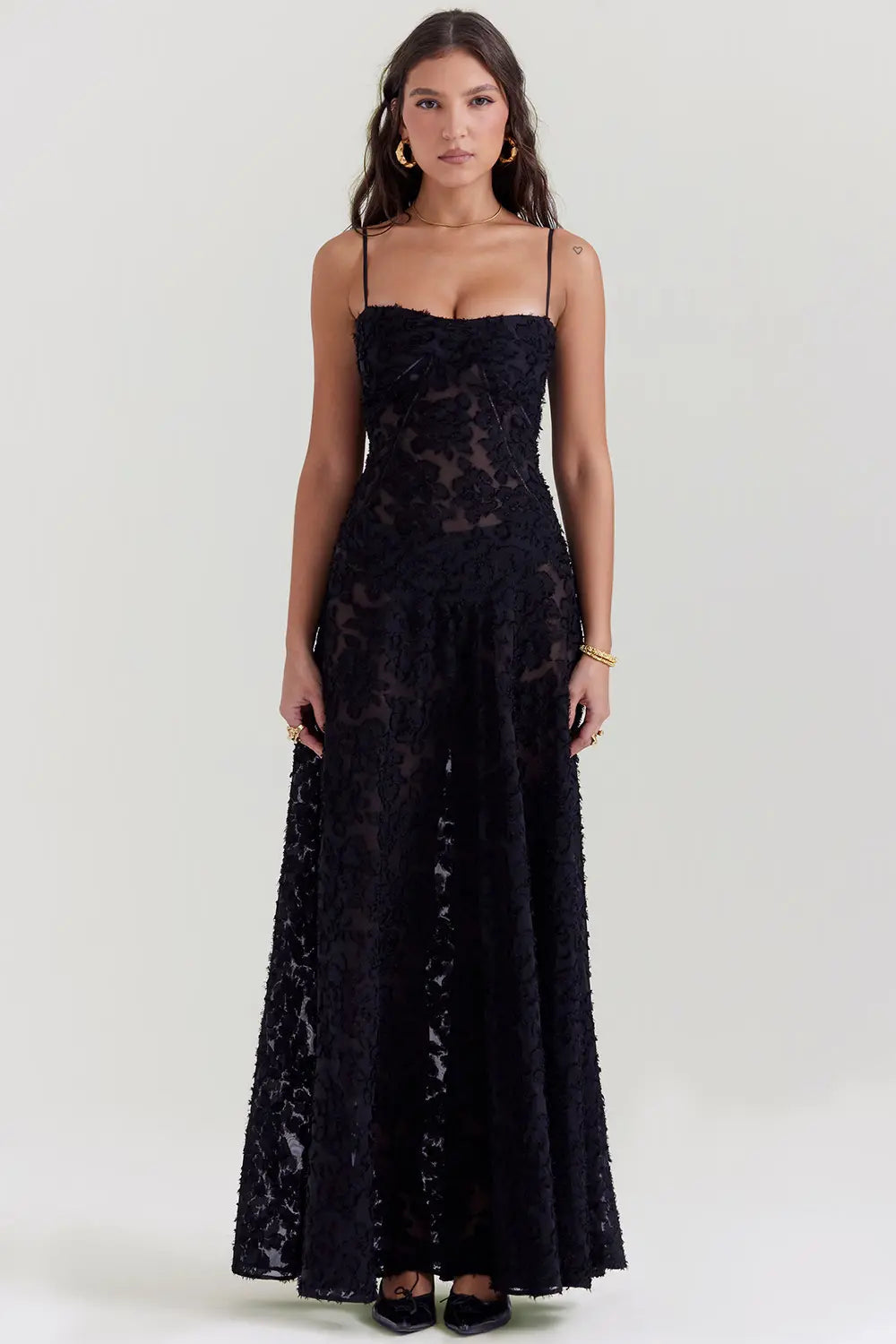 Gretchen Long Summer Dress with Open Back and Adjustable Straps