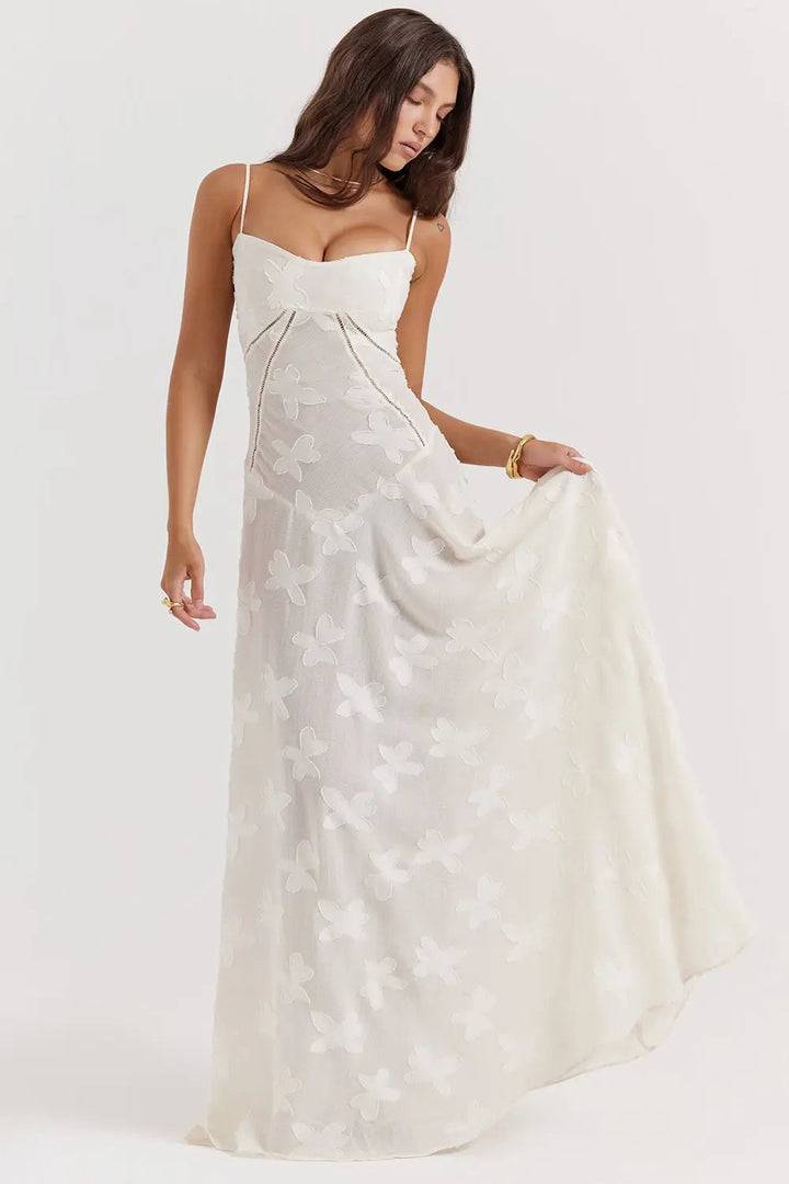 Gretchen Long Summer Dress with Open Back and Adjustable Straps