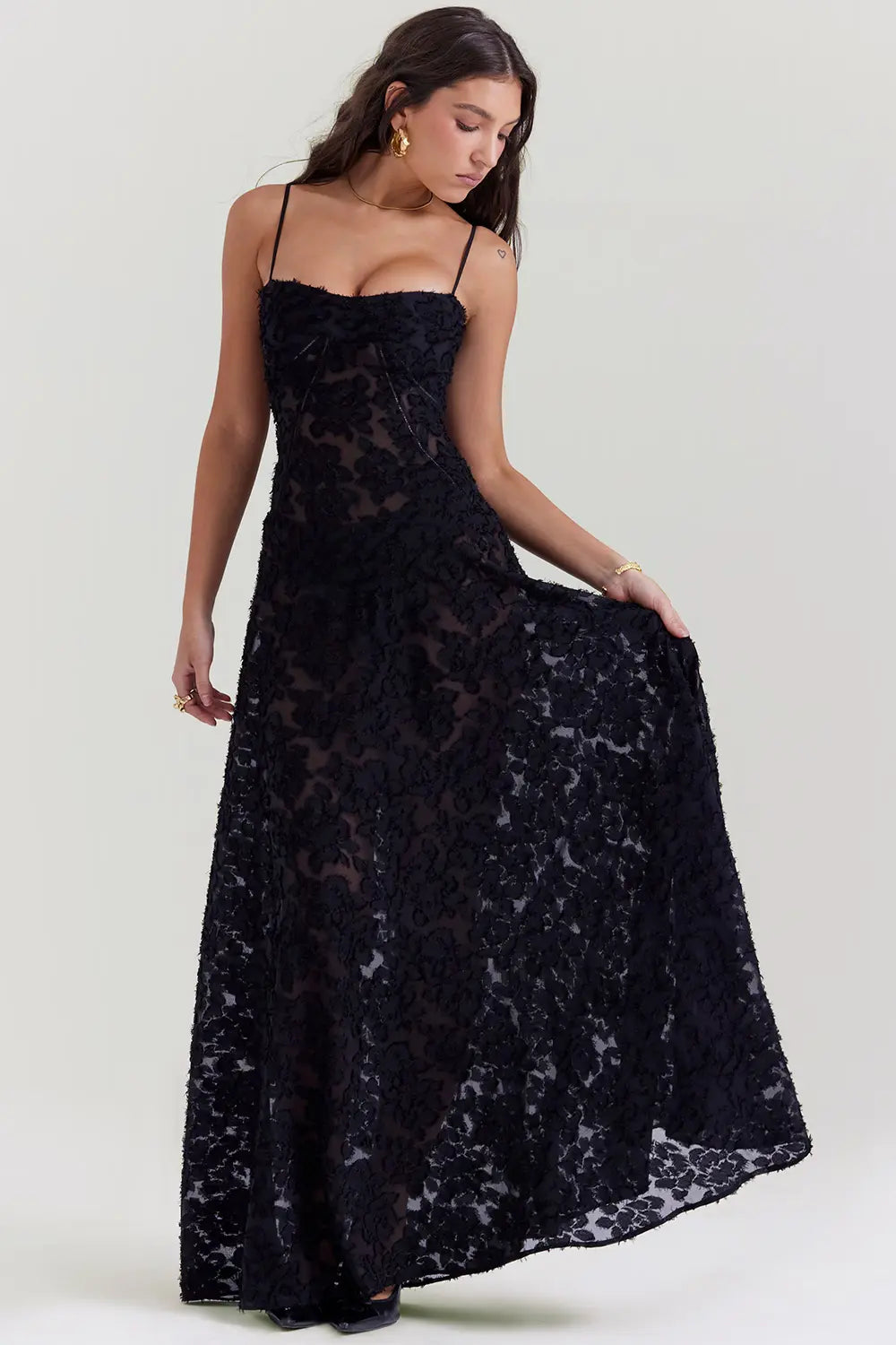 Gretchen Long Summer Dress with Open Back and Adjustable Straps