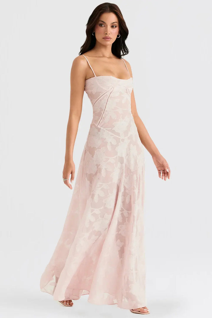 Gretchen Long Summer Dress with Open Back and Adjustable Straps