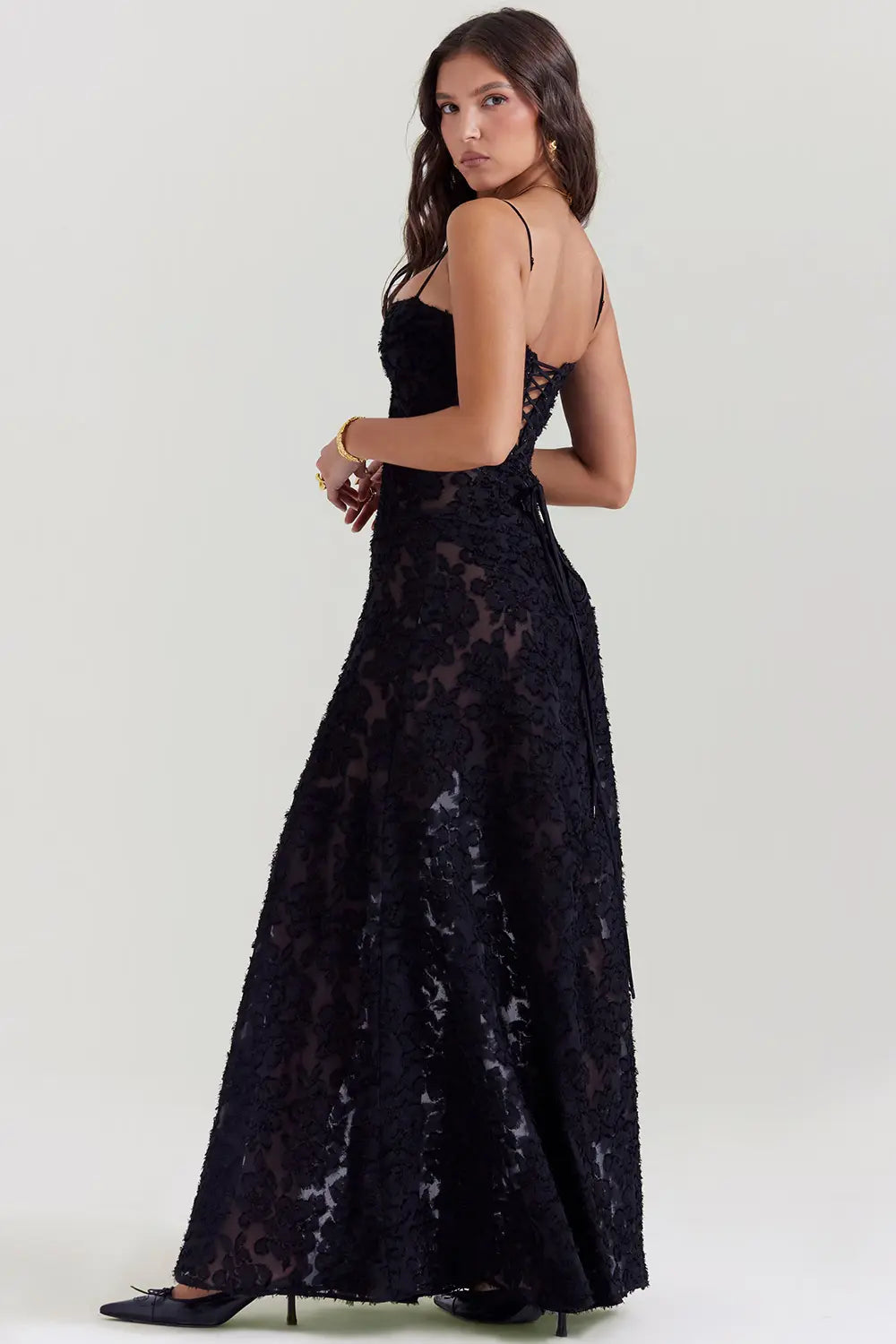 Gretchen Long Summer Dress with Open Back and Adjustable Straps