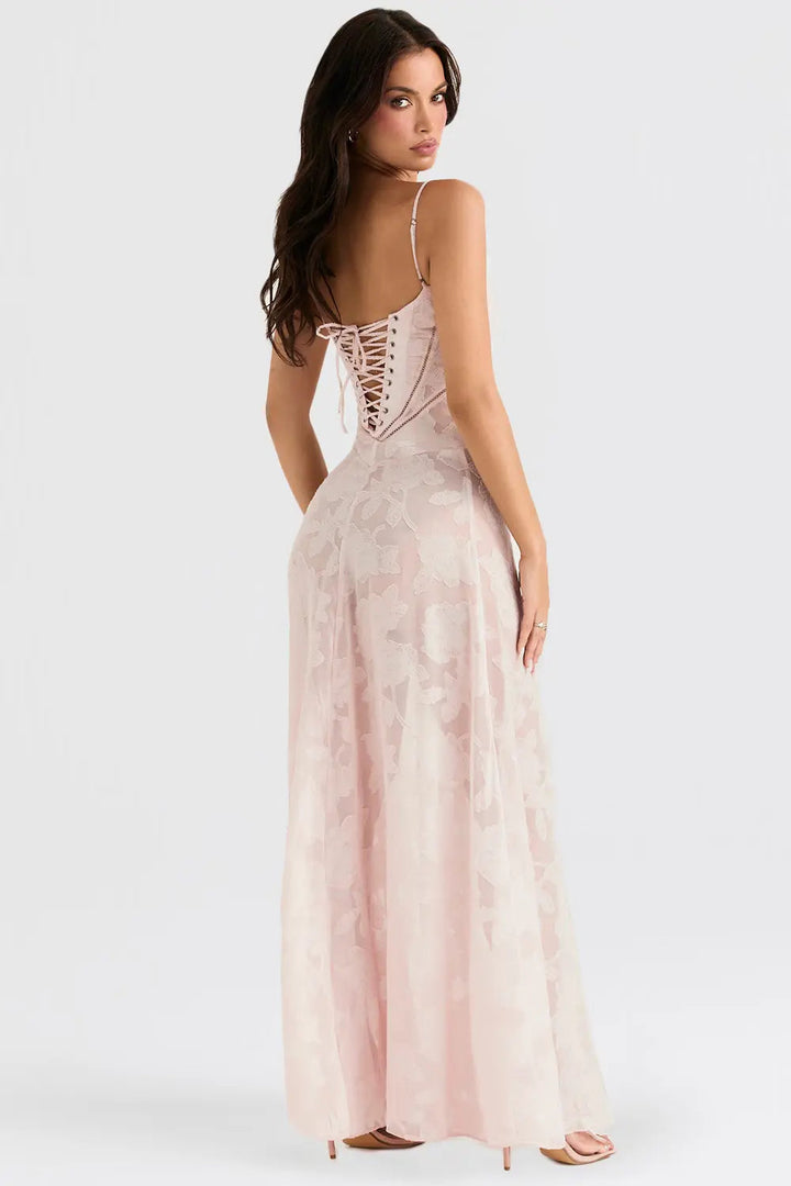 Gretchen Long Summer Dress with Open Back and Adjustable Straps