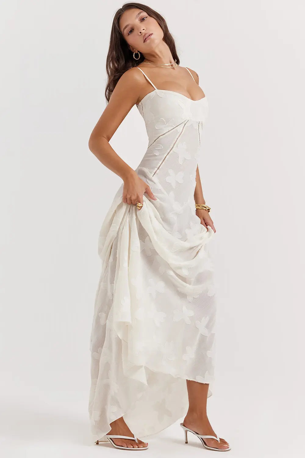 Gretchen Long Summer Dress with Open Back and Adjustable Straps