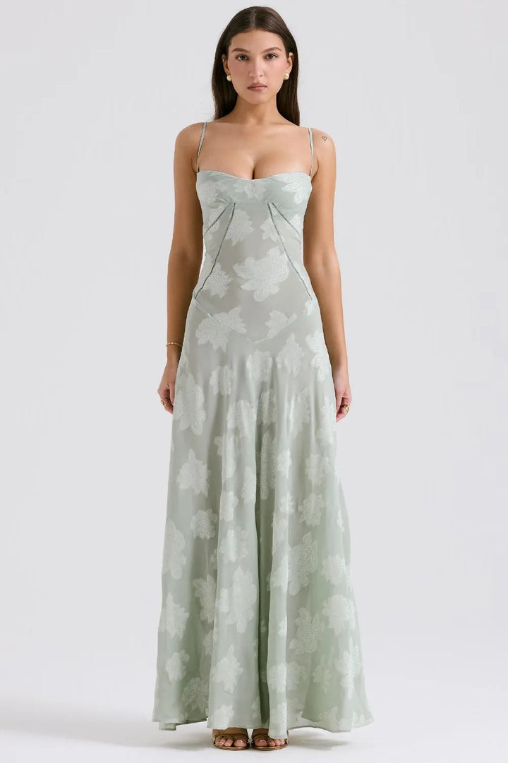 Gretchen Long Summer Dress with Open Back and Adjustable Straps