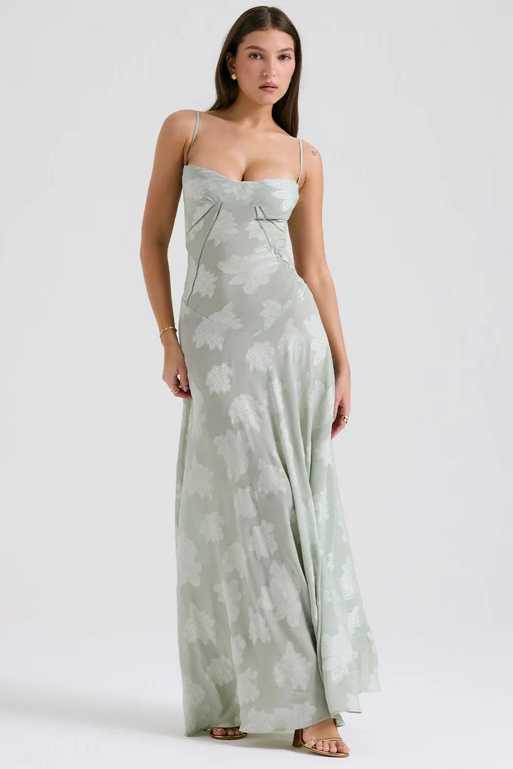 Gretchen Long Summer Dress with Open Back and Adjustable Straps