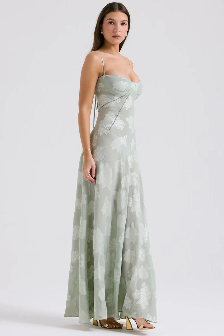 Gretchen Long Summer Dress with Open Back and Adjustable Straps