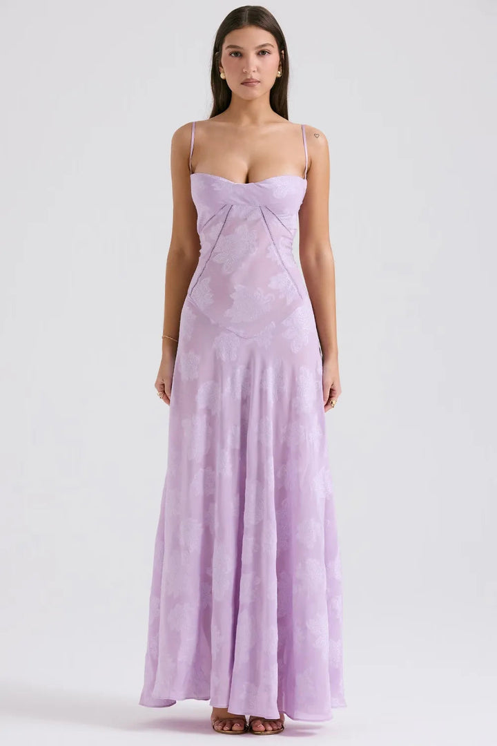 Gretchen Long Summer Dress with Open Back and Adjustable Straps