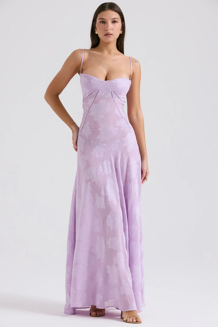 Gretchen Long Summer Dress with Open Back and Adjustable Straps