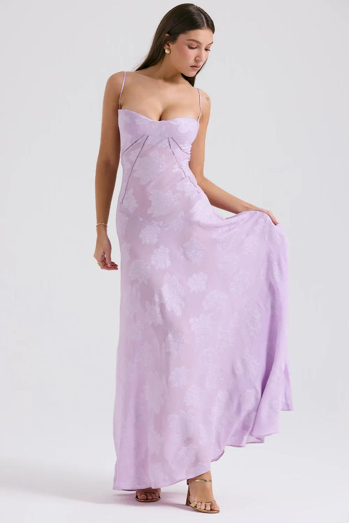 Gretchen Long Summer Dress with Open Back and Adjustable Straps