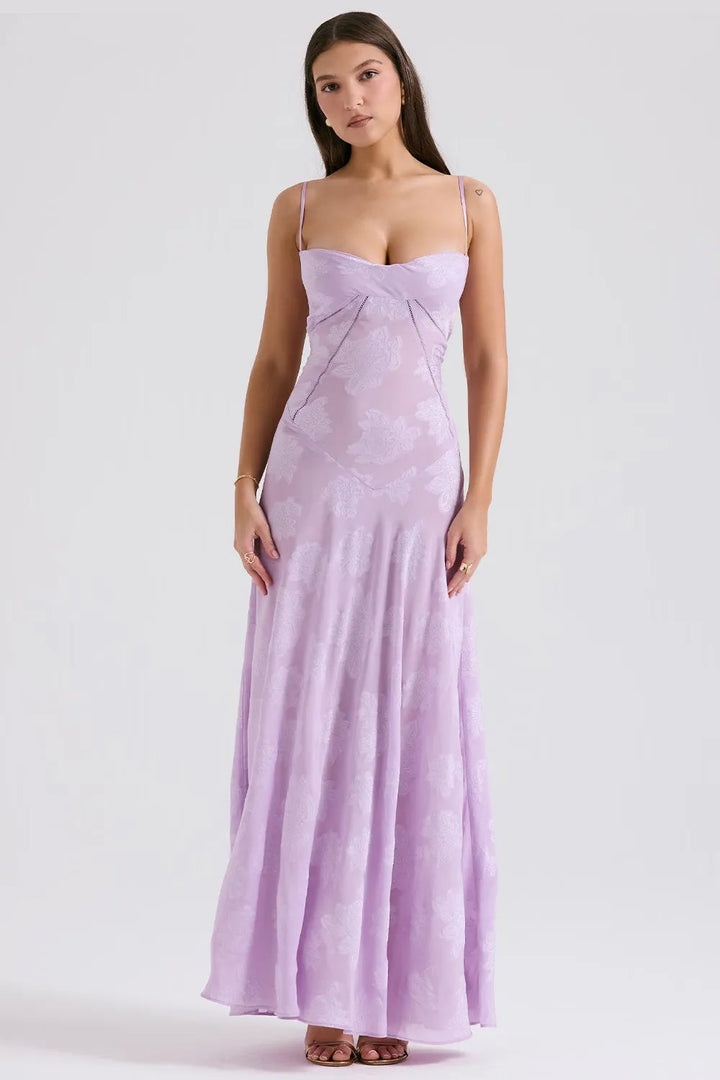 Gretchen Long Summer Dress with Open Back and Adjustable Straps
