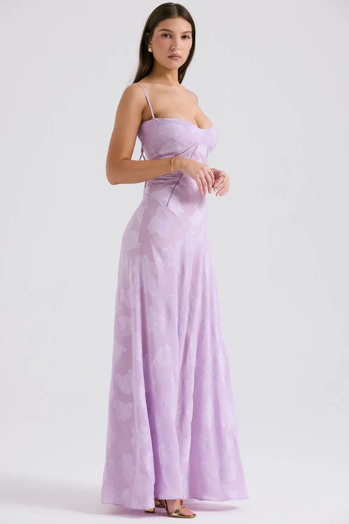 Gretchen Long Summer Dress with Open Back and Adjustable Straps