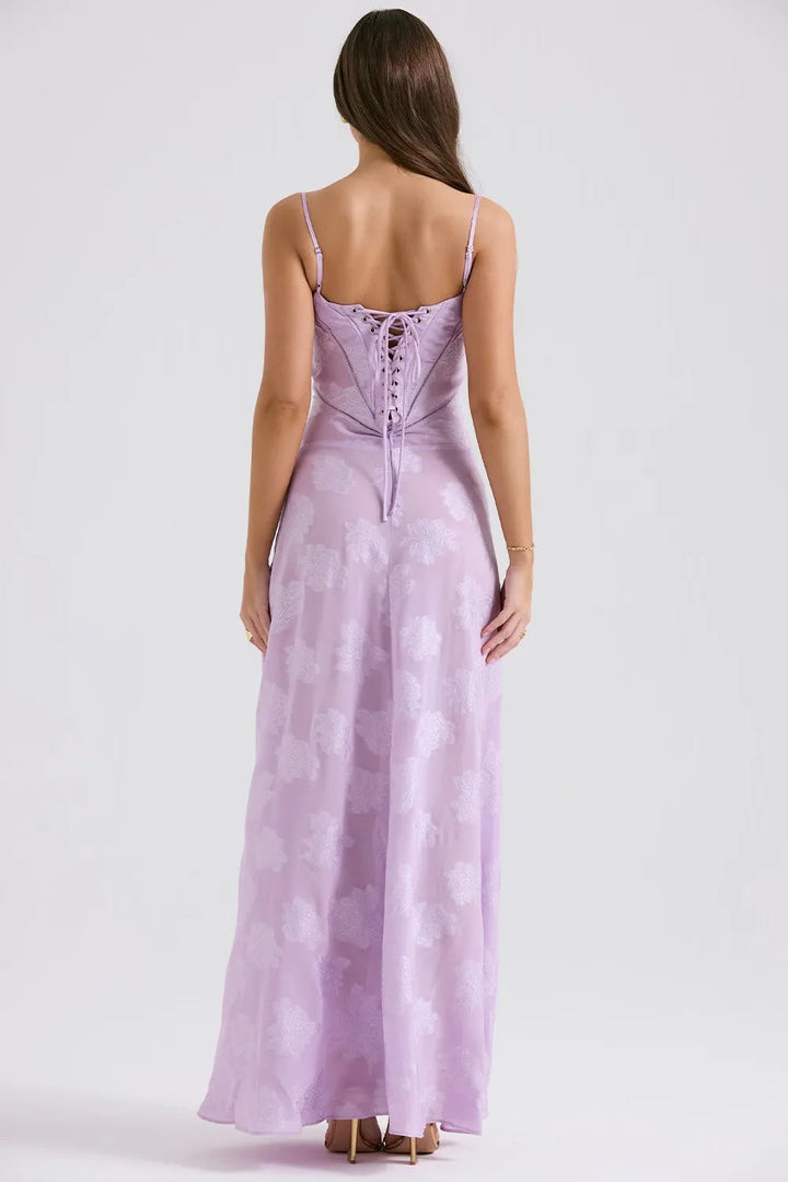 Gretchen Long Summer Dress with Open Back and Adjustable Straps