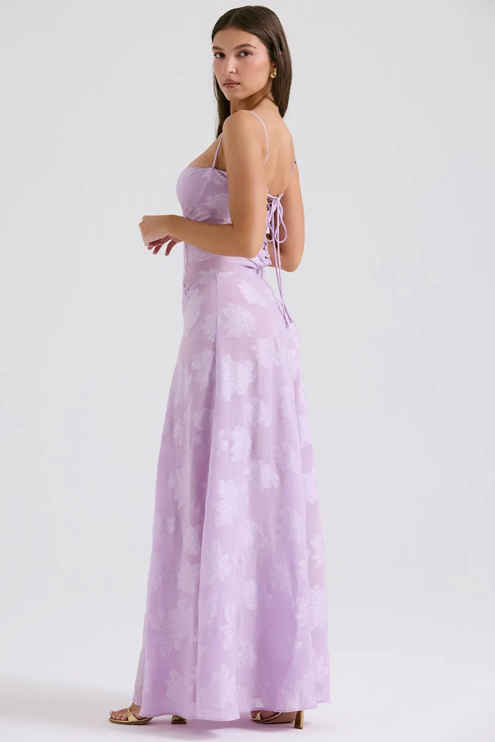 Gretchen Long Summer Dress with Open Back and Adjustable Straps