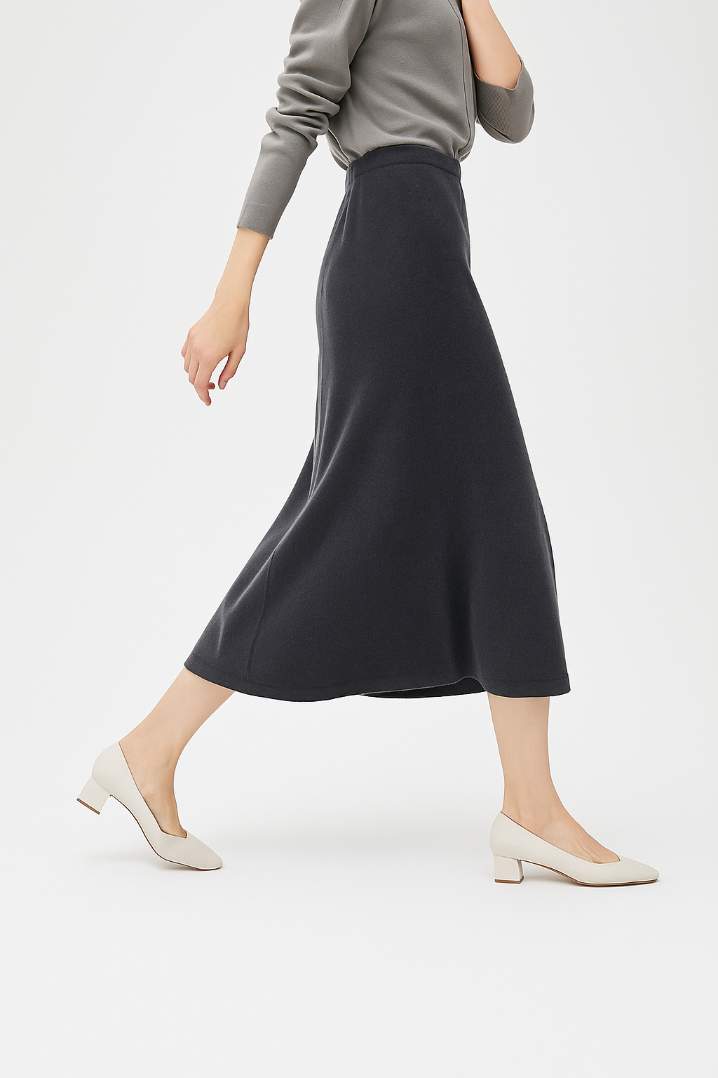 Evelora Merino Wool High Waist Skirt