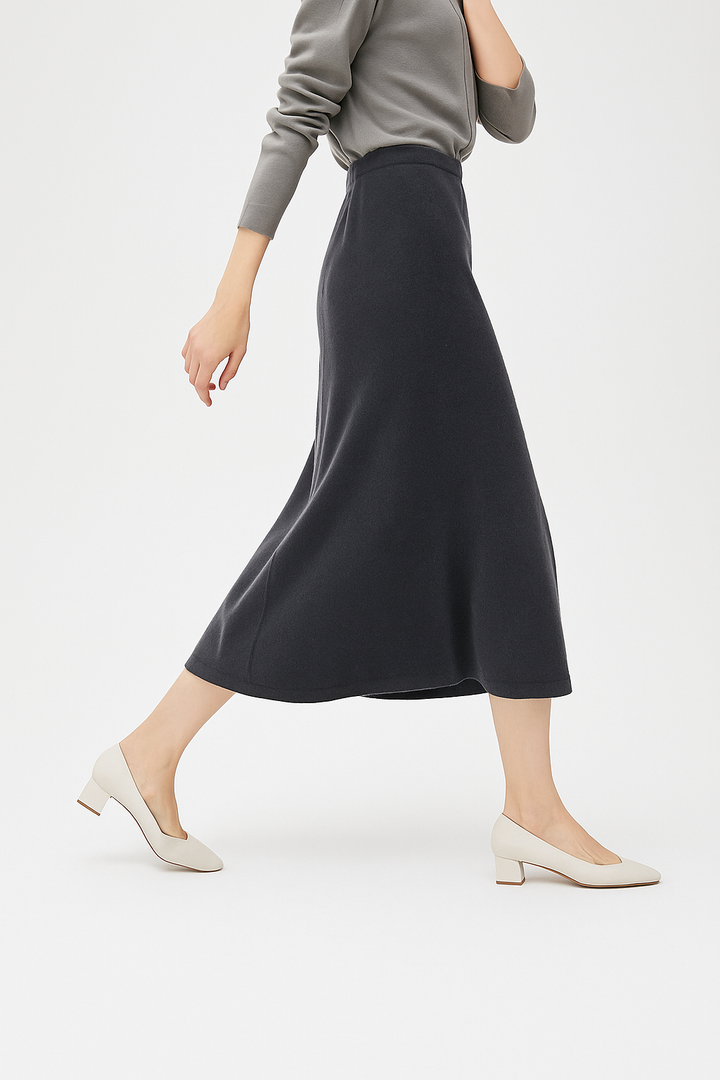 Evelora Merino Wool High Waist Skirt