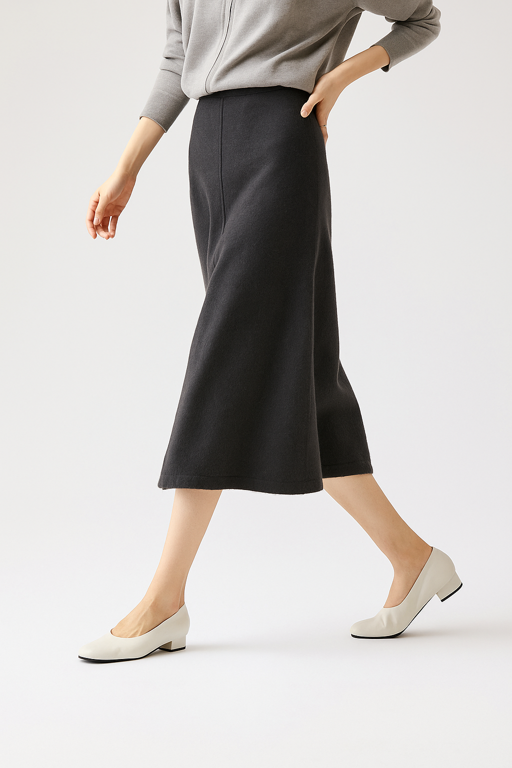 Evelora Merino Wool High Waist Skirt