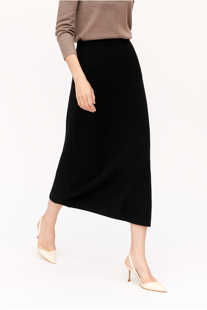 Evelora Merino Wool High Waist Skirt