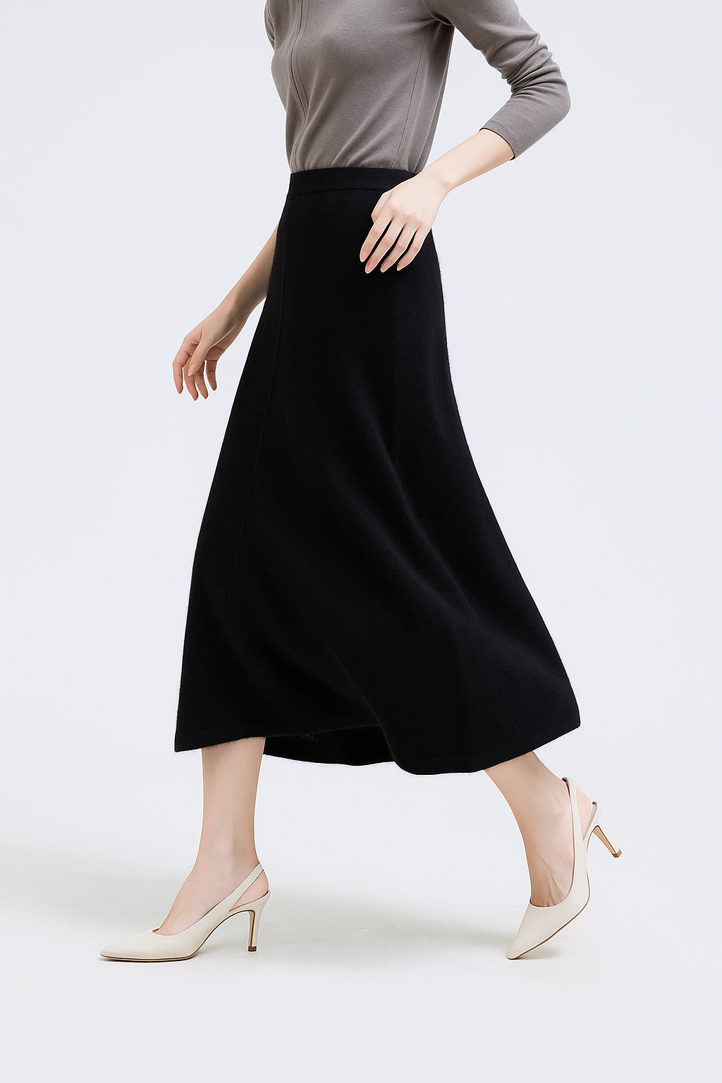 Evelora Merino Wool High Waist Skirt