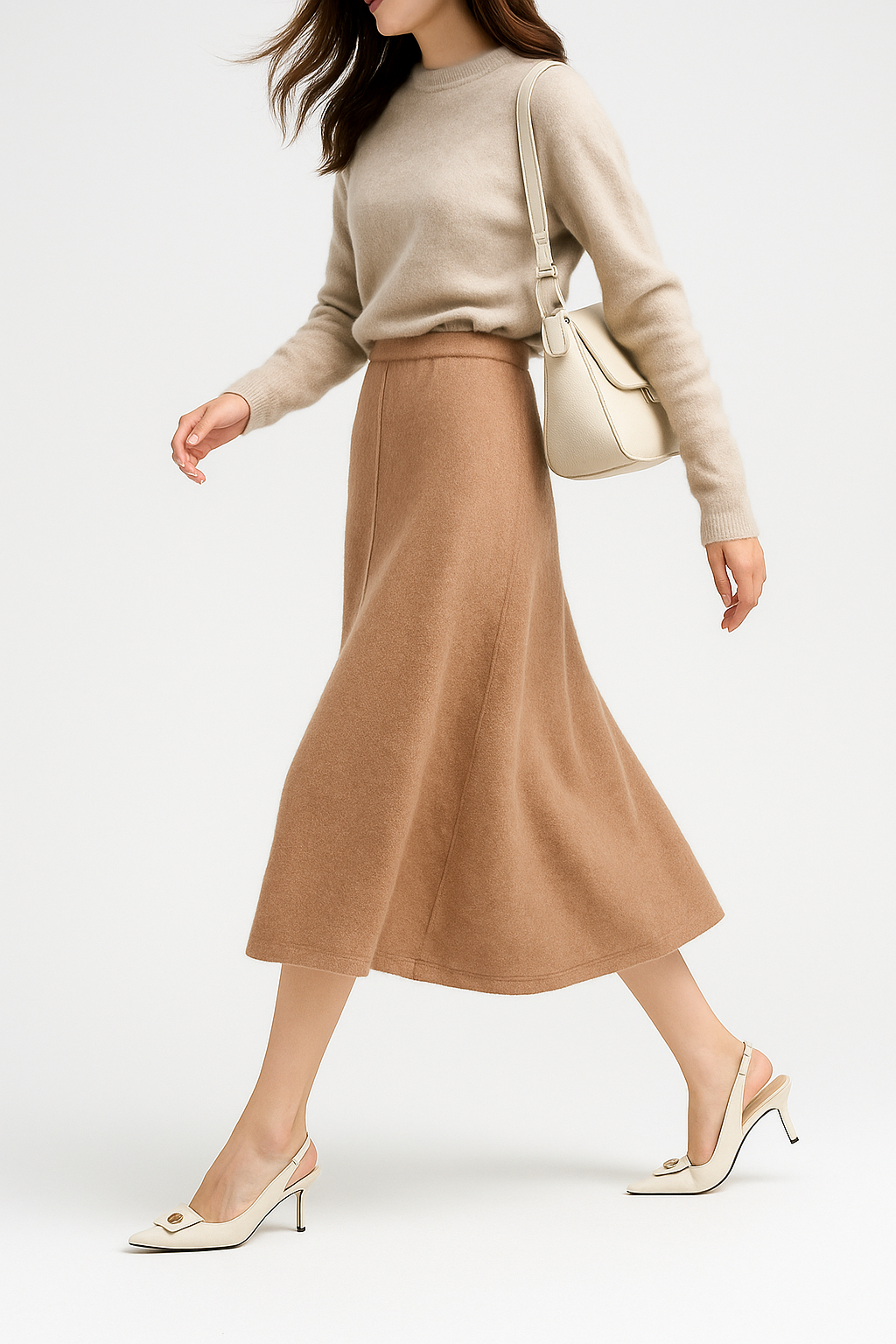 Evelora Merino Wool High Waist Skirt