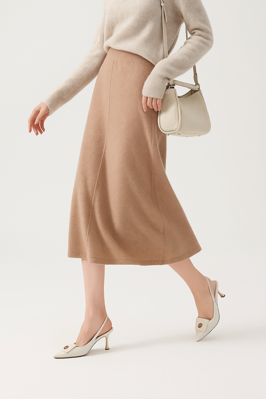 Evelora Merino Wool High Waist Skirt