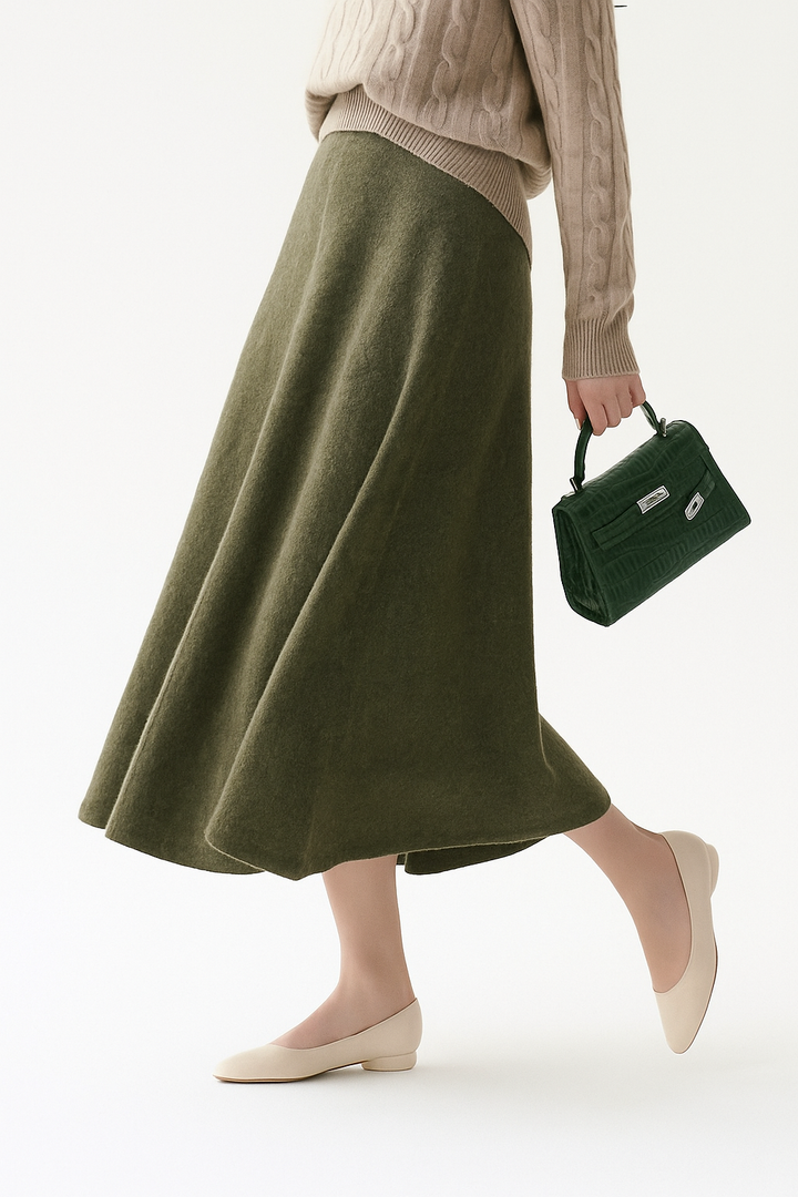 Evelora Merino Wool High Waist Skirt