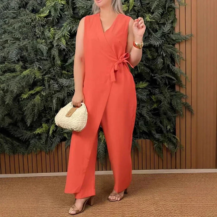 Coral Wrap Jumpsuit