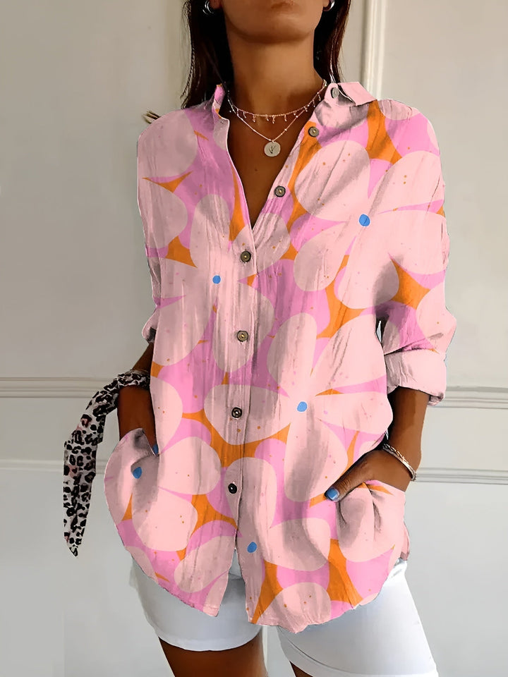 Solvienne Printed Relaxed Button Blouse