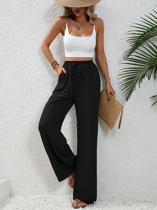 Women’s Straight-Leg Summer Pants with Elastic Waist