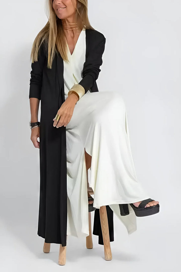 Juno Elegant Long Dress with Coordinated Cardigan