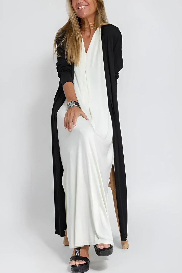 Juno Elegant Long Dress with Coordinated Cardigan